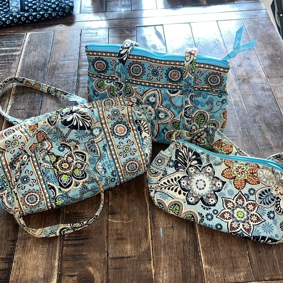 Vera Bradley Handbags - Vera Bradley Bali Blue 3 Piece Lot. Small Tote, Duffle and Shoulder Bag